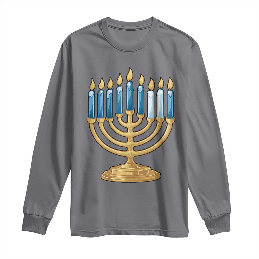 Funny 67 Hanukkah Long Sleeve Shirt Chanukah Menorah Sixth Seventh Night - Wonder Print Shop
