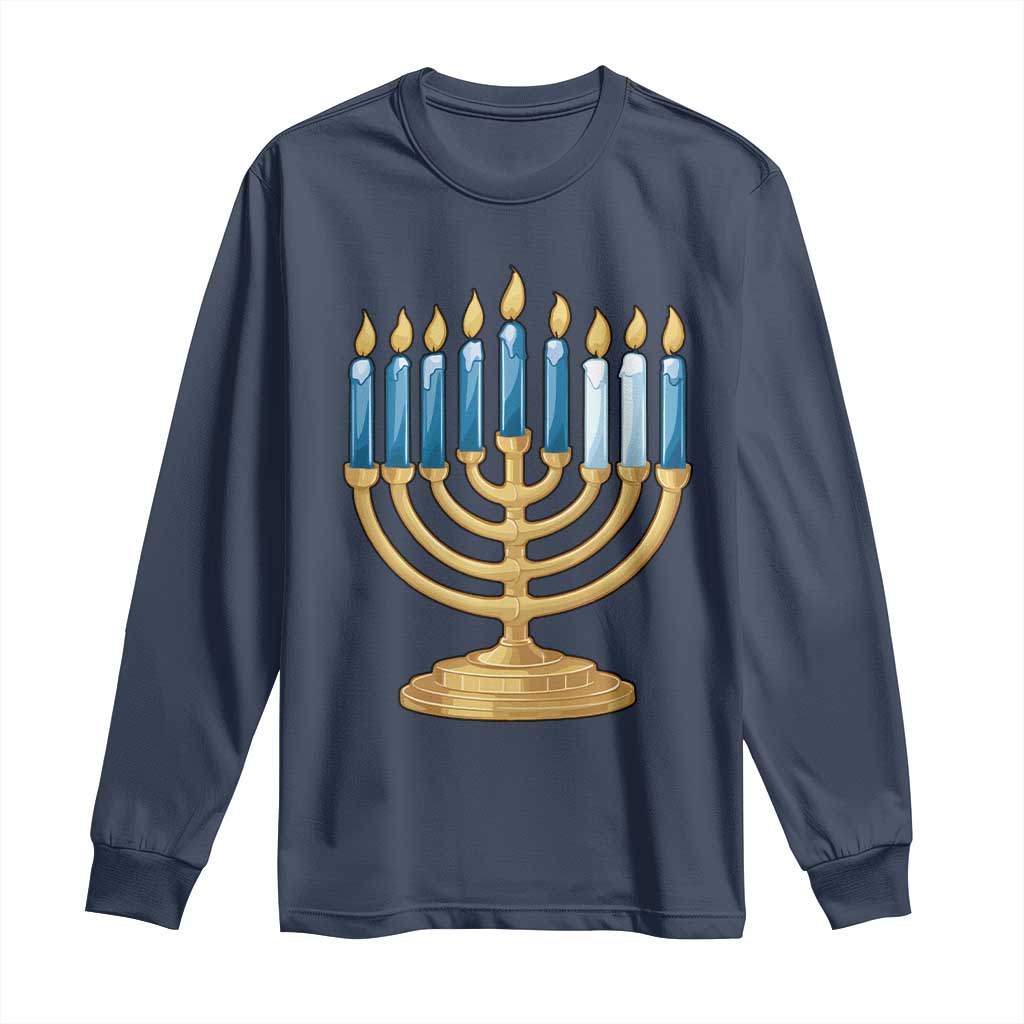 Funny 67 Hanukkah Long Sleeve Shirt Chanukah Menorah Sixth Seventh Night - Wonder Print Shop
