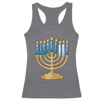 Funny 67 Hanukkah Racerback Tank Top Chanukah Menorah Sixth Seventh Night - Wonder Print Shop