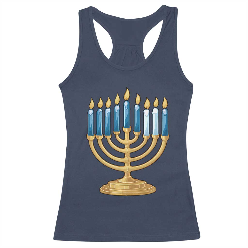 Funny 67 Hanukkah Racerback Tank Top Chanukah Menorah Sixth Seventh Night - Wonder Print Shop