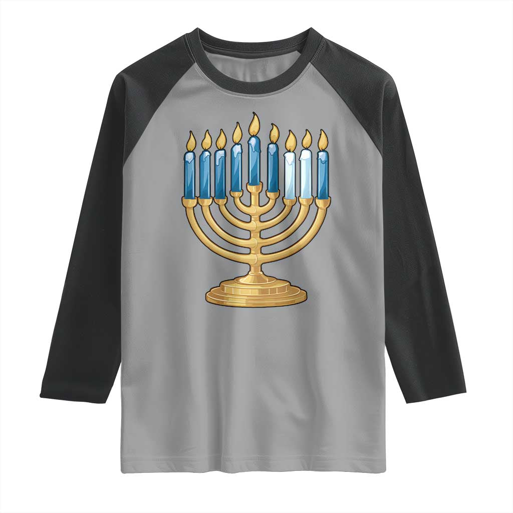 Funny 67 Hanukkah Raglan Shirt Chanukah Menorah Sixth Seventh Night - Wonder Print Shop
