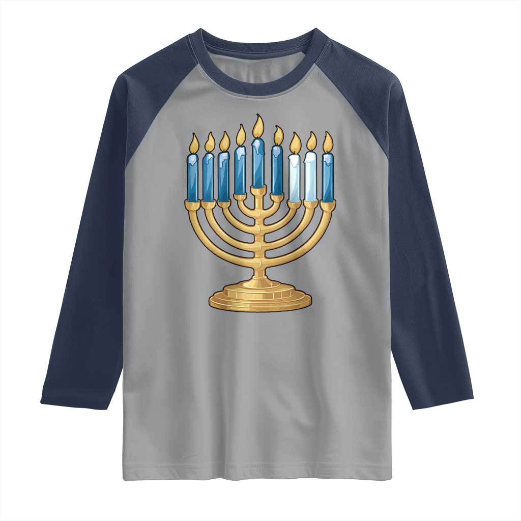 Funny 67 Hanukkah Raglan Shirt Chanukah Menorah Sixth Seventh Night - Wonder Print Shop