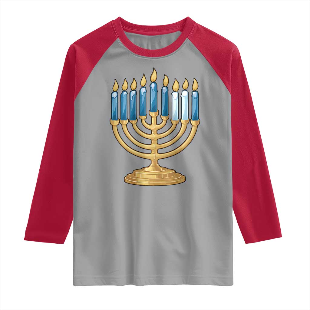 Funny 67 Hanukkah Raglan Shirt Chanukah Menorah Sixth Seventh Night - Wonder Print Shop