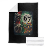 Funny Christmas Three Raccoons 67 Throw Blanket Trash Panda Moon Howling Six Seven Meme - Wonder Print Shop