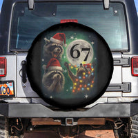 Funny Christmas Three Raccoons 67 Spare Tire Cover Trash Panda Moon Howling Six Seven Meme - Wonder Print Shop