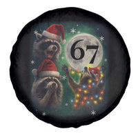 Funny Christmas Three Raccoons 67 Spare Tire Cover Trash Panda Moon Howling Six Seven Meme - Wonder Print Shop