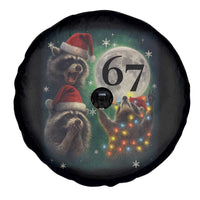 Funny Christmas Three Raccoons 67 Spare Tire Cover Trash Panda Moon Howling Six Seven Meme - Wonder Print Shop