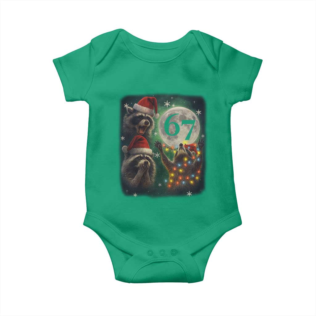 Funny Christmas Three Raccoons 67 Baby Onesie Trash Panda Moon Howling Six Seven Meme - Wonder Print Shop