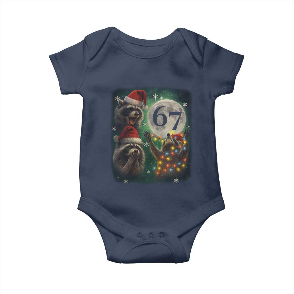 Funny Christmas Three Raccoons 67 Baby Onesie Trash Panda Moon Howling Six Seven Meme - Wonder Print Shop
