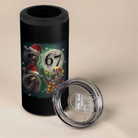 Funny Christmas Three Raccoons 67 4 in 1 Can Cooler Tumbler Trash Panda Moon Howling Six Seven Meme - Wonder Print Shop
