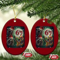 Funny Christmas Three Raccoons 67 Ceramic Ornament Trash Panda Moon Howling Six Seven Meme - Wonder Print Shop