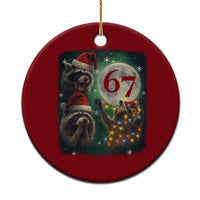 Funny Christmas Three Raccoons 67 Ceramic Ornament Trash Panda Moon Howling Six Seven Meme - Wonder Print Shop