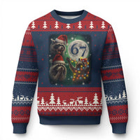 Funny Xmas Three Raccoons 67 Ugly Christmas Sweater Trash Panda Moon Howling Six Seven Meme - Wonder Print Shop