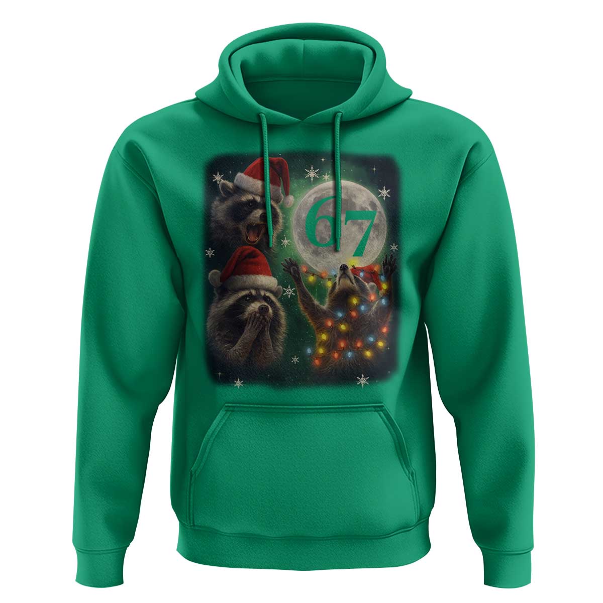 Funny Christmas Three Raccoons 67 Hoodie Trash Panda Moon Howling Six Seven Meme - Wonder Print Shop