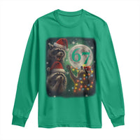 Funny Christmas Three Raccoons 67 Long Sleeve Shirt Trash Panda Moon Howling Six Seven Meme - Wonder Print Shop