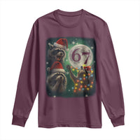 Funny Christmas Three Raccoons 67 Long Sleeve Shirt Trash Panda Moon Howling Six Seven Meme - Wonder Print Shop