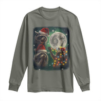 Funny Christmas Three Raccoons 67 Long Sleeve Shirt Trash Panda Moon Howling Six Seven Meme - Wonder Print Shop