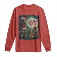 Funny Christmas Three Raccoons 67 Long Sleeve Shirt Trash Panda Moon Howling Six Seven Meme - Wonder Print Shop