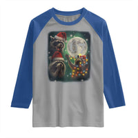 Funny Christmas Three Raccoons 67 Raglan Shirt Trash Panda Moon Howling Six Seven Meme - Wonder Print Shop