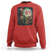 Funny Christmas Three Raccoons 67 Sweatshirt Trash Panda Moon Howling Six Seven Meme - Wonder Print Shop