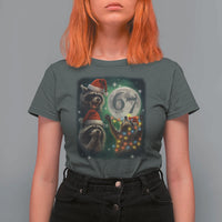 Funny Christmas Three Raccoons 67 T Shirt For Women Trash Panda Moon Howling Six Seven Meme - Wonder Print Shop