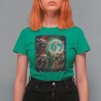 Funny Christmas Three Raccoons 67 T Shirt For Women Trash Panda Moon Howling Six Seven Meme - Wonder Print Shop