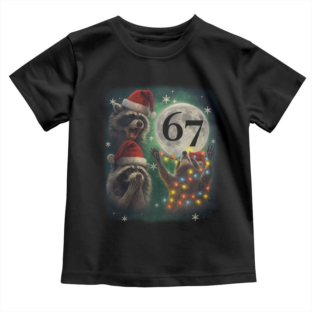 Funny Christmas Three Raccoons 67 Toddler T Shirt Trash Panda Moon Howling Six Seven Meme - Wonder Print Shop