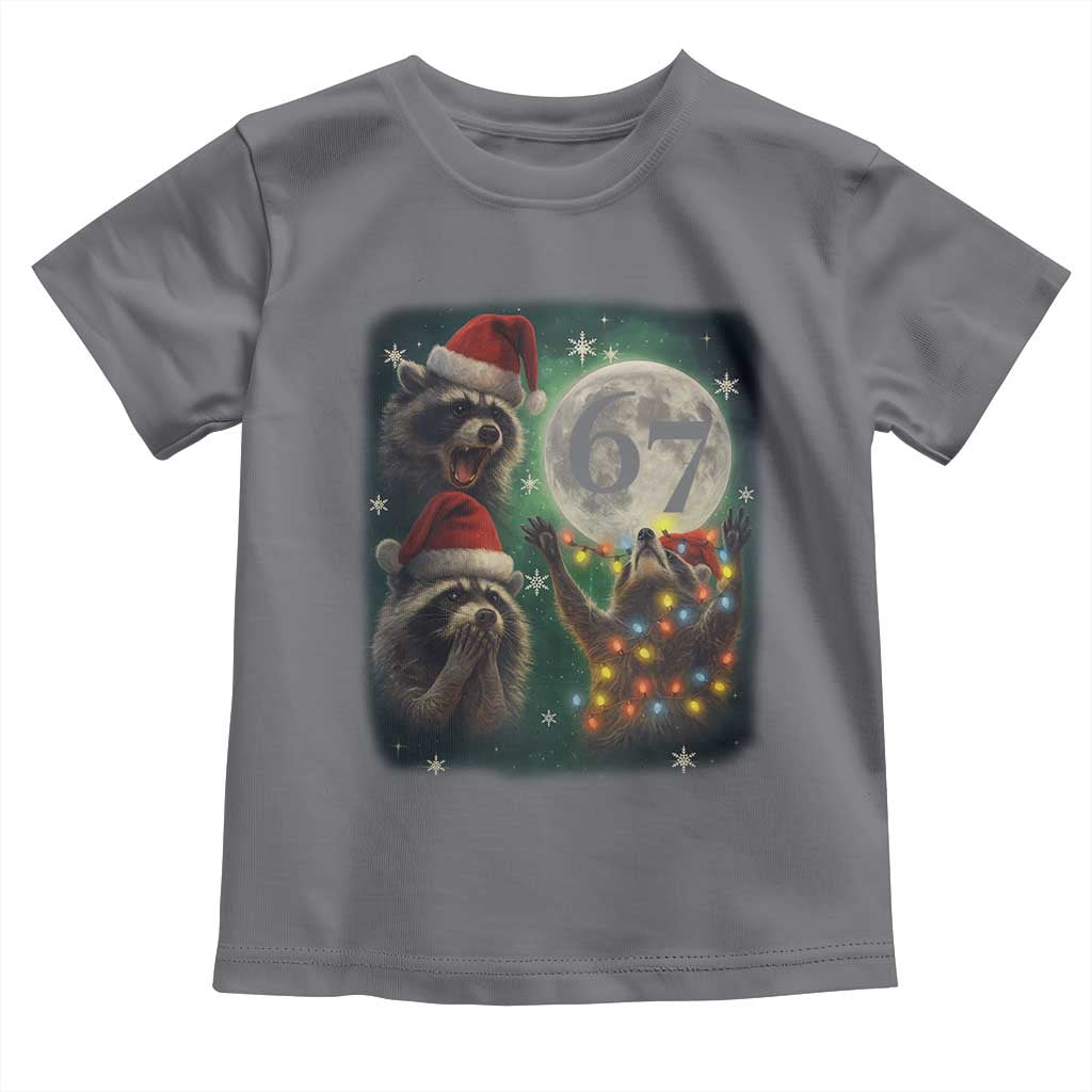 Funny Christmas Three Raccoons 67 Toddler T Shirt Trash Panda Moon Howling Six Seven Meme - Wonder Print Shop