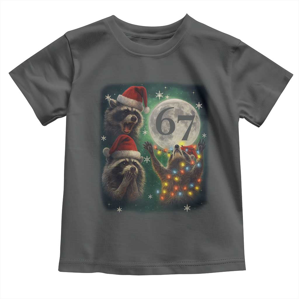 Funny Christmas Three Raccoons 67 Toddler T Shirt Trash Panda Moon Howling Six Seven Meme - Wonder Print Shop
