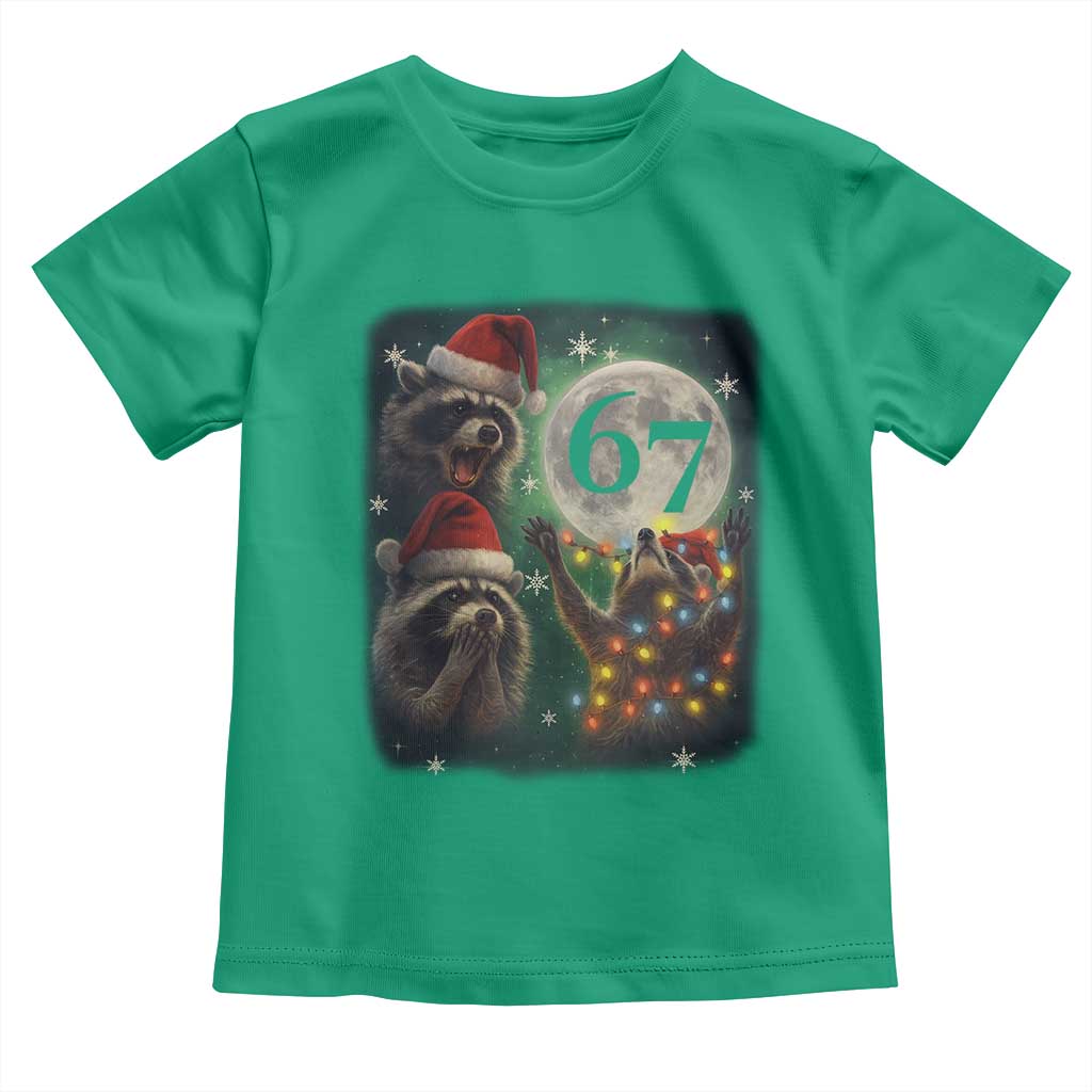Funny Christmas Three Raccoons 67 Toddler T Shirt Trash Panda Moon Howling Six Seven Meme - Wonder Print Shop