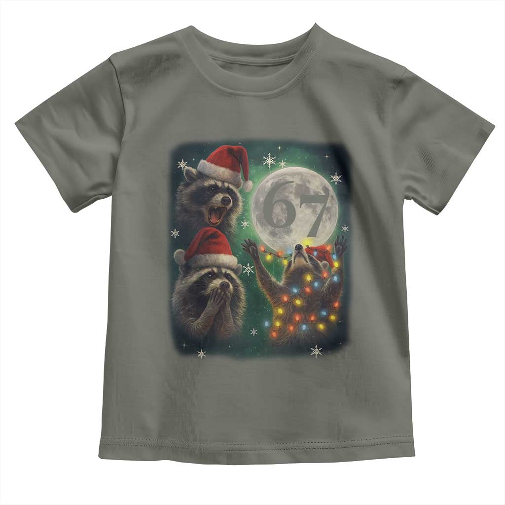 Funny Christmas Three Raccoons 67 Toddler T Shirt Trash Panda Moon Howling Six Seven Meme - Wonder Print Shop