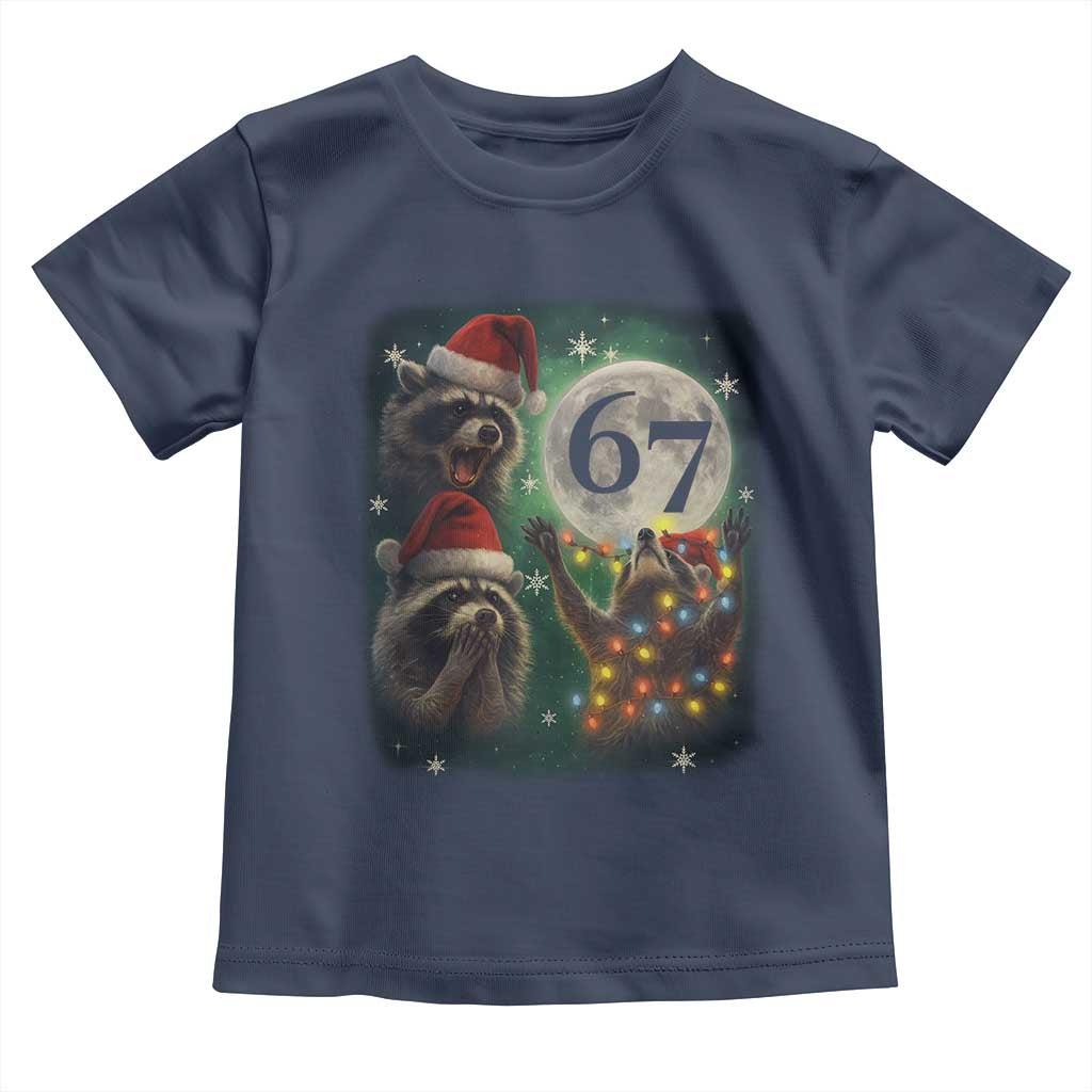 Funny Christmas Three Raccoons 67 Toddler T Shirt Trash Panda Moon Howling Six Seven Meme - Wonder Print Shop