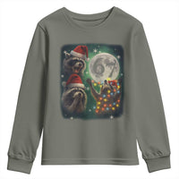 Funny Christmas Three Raccoons 67 Youth Sweatshirt Trash Panda Moon Howling Six Seven Meme - Wonder Print Shop