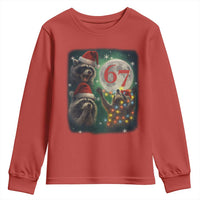 Funny Christmas Three Raccoons 67 Youth Sweatshirt Trash Panda Moon Howling Six Seven Meme - Wonder Print Shop