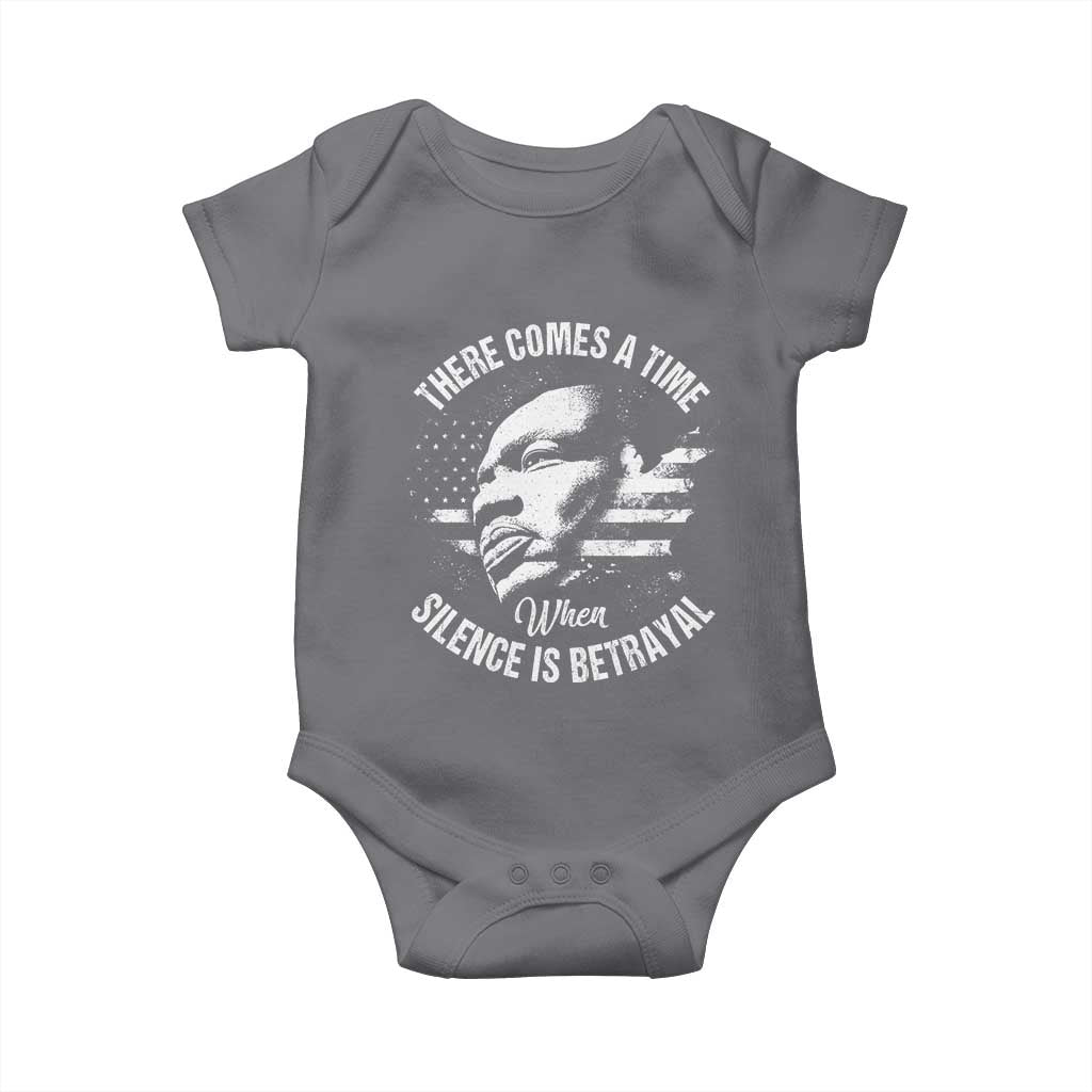 MLK Day There Comes A Time When Silence Is Betrayal Baby Onesie Martin Luther King Vintage American Flag Black History Month