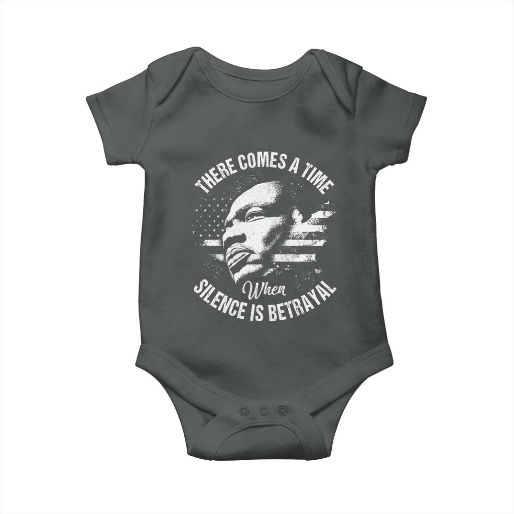 MLK Day There Comes A Time When Silence Is Betrayal Baby Onesie Martin Luther King Vintage American Flag Black History Month