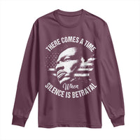 MLK Day There Comes A Time When Silence Is Betrayal Long Sleeve Shirt Martin Luther King Vintage American Flag Black History Month