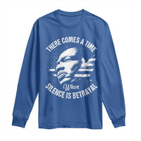 MLK Day There Comes A Time When Silence Is Betrayal Long Sleeve Shirt Martin Luther King Vintage American Flag Black History Month