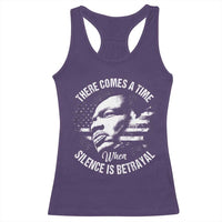 MLK Day There Comes A Time When Silence Is Betrayal Racerback Tank Top Martin Luther King Vintage American Flag Black History Month