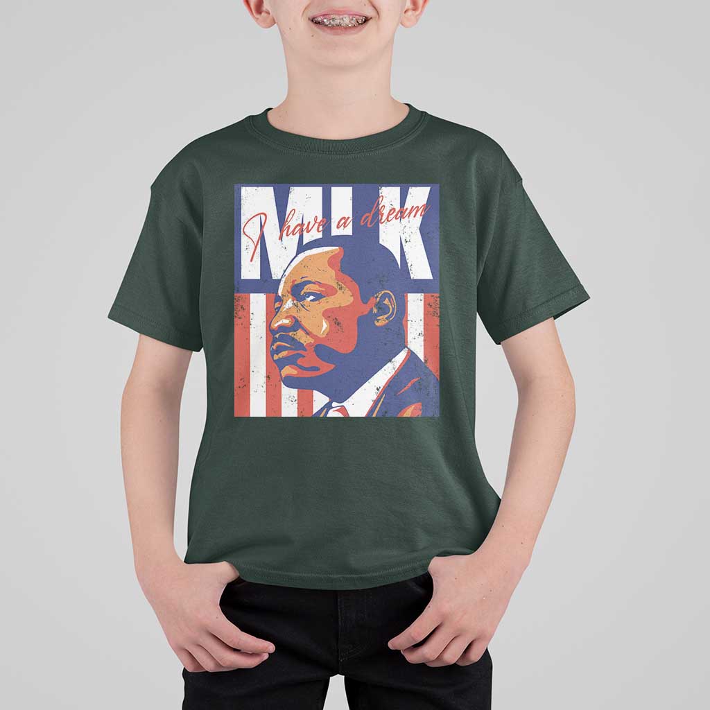 MLK Day I Have A Dream T Shirt For Kid Martin Luther King Vintage American Flag Black History Month