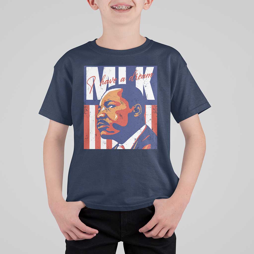 MLK Day I Have A Dream T Shirt For Kid Martin Luther King Vintage American Flag Black History Month