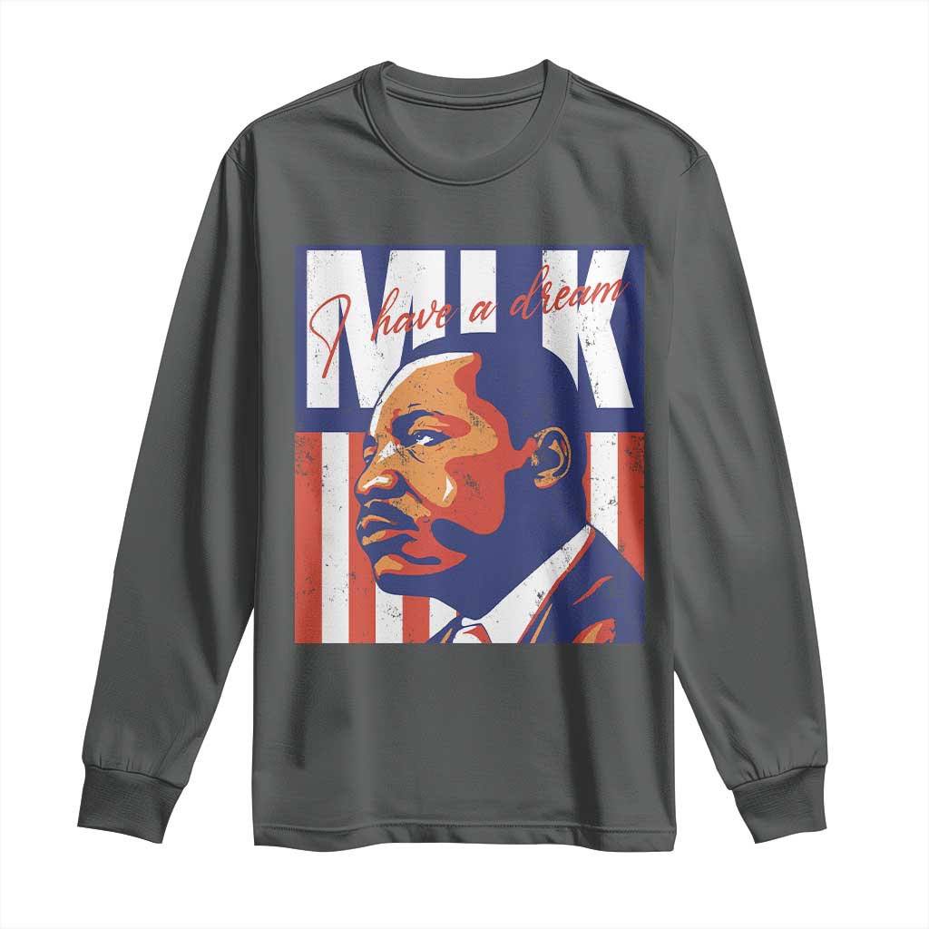 MLK Day I Have A Dream Long Sleeve Shirt Martin Luther King Vintage American Flag Black History Month
