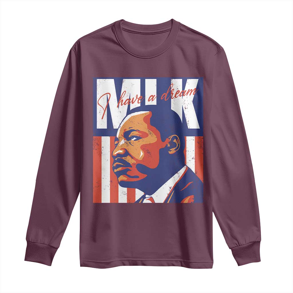 MLK Day I Have A Dream Long Sleeve Shirt Martin Luther King Vintage American Flag Black History Month