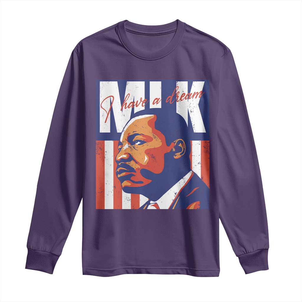 MLK Day I Have A Dream Long Sleeve Shirt Martin Luther King Vintage American Flag Black History Month