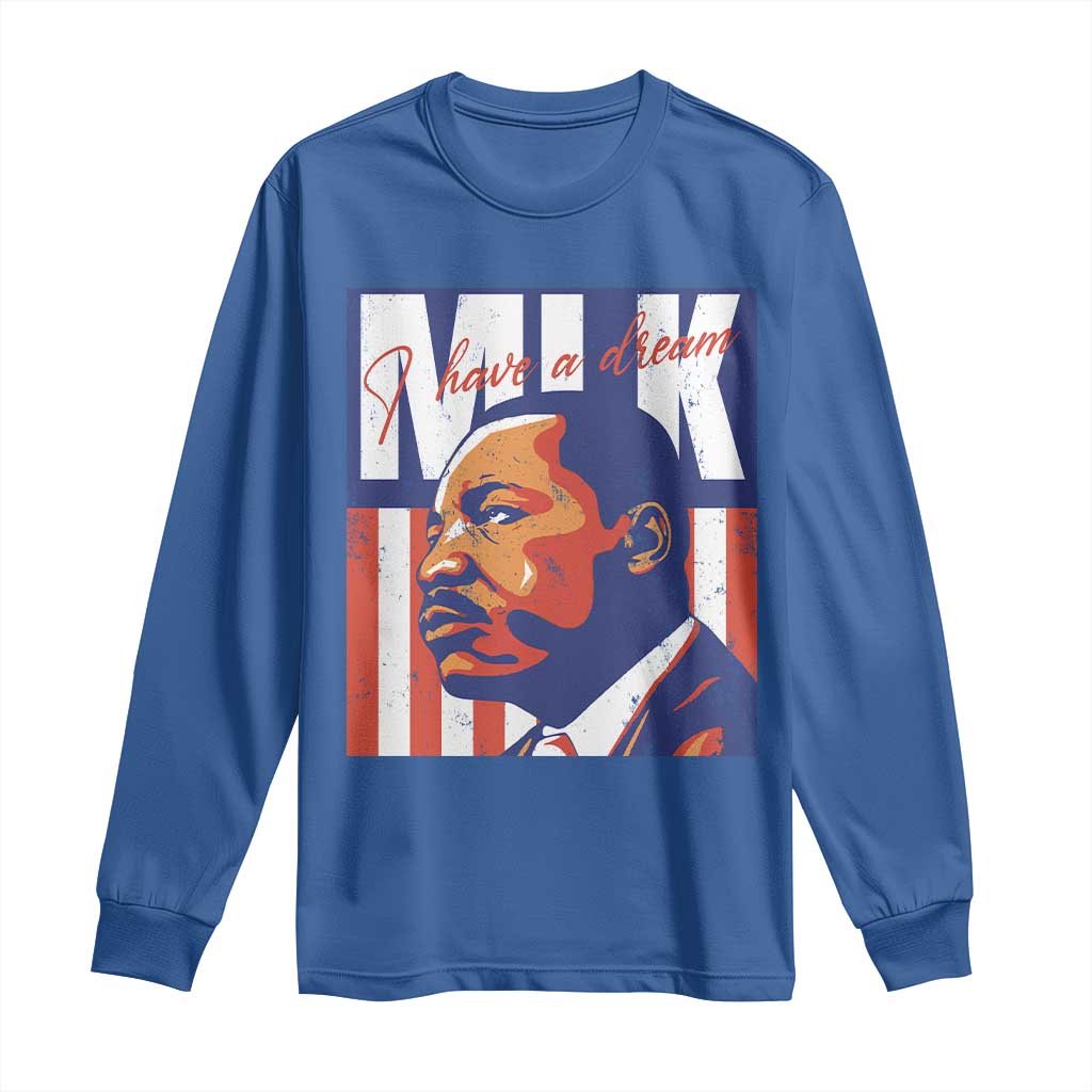 MLK Day I Have A Dream Long Sleeve Shirt Martin Luther King Vintage American Flag Black History Month