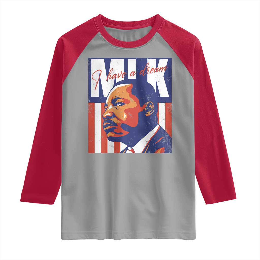 MLK Day I Have A Dream Raglan Shirt Martin Luther King Vintage American Flag Black History Month