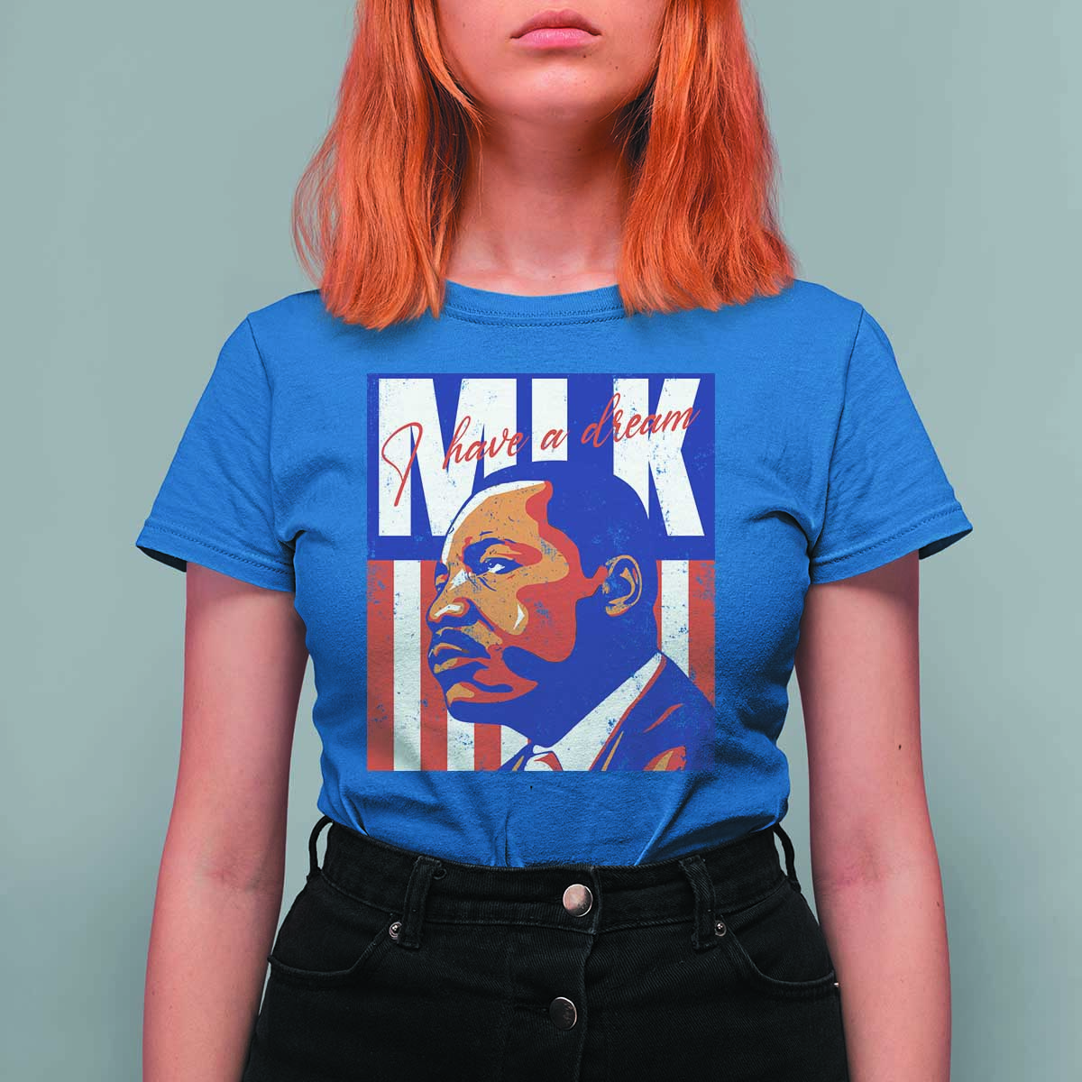 MLK Day I Have A Dream T Shirt For Women Martin Luther King Vintage American Flag Black History Month