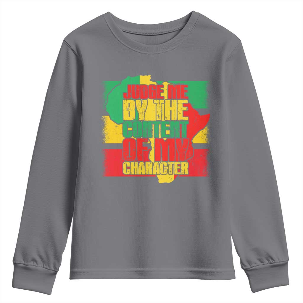 MLK Day Judge Me By The Content Of My Character Youth Sweatshirt Martin Luther King Africa Map Black History Month