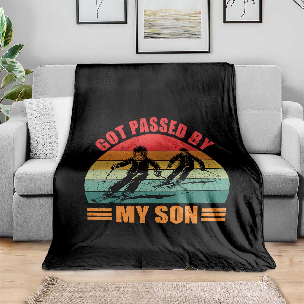 Funny Skiing Ski Dad Throw Blanket Got Passed By My Son Retro Vintage - Wonder Print Shop