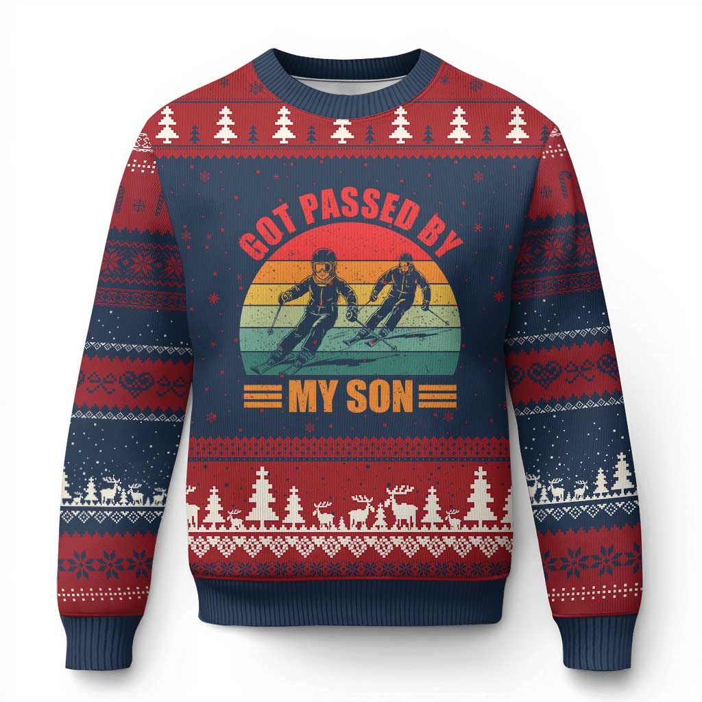 Funny Skiing Ski Dad Ugly Christmas Sweater Got Passed By My Son Retro Vintage - Wonder Print Shop